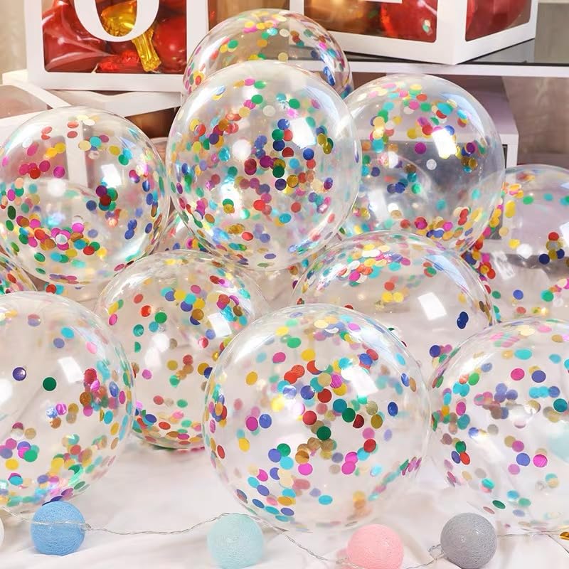 Bezente Rainbow Multicolor Confetti Latex Balloons - 60 Pack 12 inch Helium Colorful Confetti Balloons for Birthday Baby Shower Wedding Party Decorations - Image 3